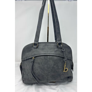 BOC Born Concept Large Dark Gray Faux Leather Shoulder Handbag Satchel
